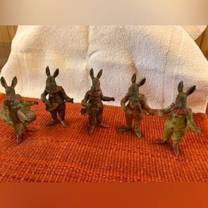 Antique donkey band bobble heads (iron or bronze) possibly Austrian